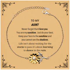 Aunt Sunflower Bracelet Gifts, To My Aunt Never forget that I love you. You are my sunshine, Motivational Message Card For Aunt, Keepsake Birthday Christmas Unique Gifts For Aunt