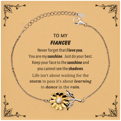 Fiancee Sunflower Bracelet Gifts, To My Fiancee Never forget that I love you. You are my sunshine, Motivational Message Card For Fiancee, Keepsake Birthday Christmas Unique Gifts For Fiancee
