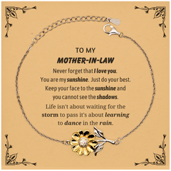 Mother-In-Law Sunflower Bracelet Gifts, To My Mother-In-Law Never forget that I love you. You are my sunshine, Motivational Message Card For Mother-In-Law, Keepsake Birthday Christmas Unique Gifts For Mother-In-Law