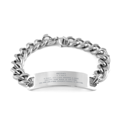 Sarcastic Chef Gifts, Birthday Christmas Unique Cuban Chain Stainless Steel Bracelet For Chef for Coworkers, Men, Women, Friends Being Chef is Easy. It's Like Riding A Bike Except The Bike Is On Fire. You Are On Fire. Everything Is On Fire