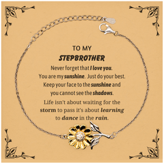 Stepbrother Sunflower Bracelet Gifts, To My Stepbrother Never forget that I love you. You are my sunshine, Motivational Message Card For Stepbrother, Keepsake Birthday Christmas Unique Gifts For Stepbrother