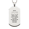 Sarcastic Music Teacher Gifts, Birthday Christmas Unique Silver Dog Tag For Music Teacher for Coworkers, Men, Women, Friends Being Music Teacher is Easy. It's Like Riding A Bike Except The Bike Is On Fire. You Are On Fire. Everything Is On Fire