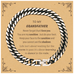 Grandfather Cuban Link Chain Bracelet Gifts, To My Grandfather Never forget that I love you. You are my sunshine, Motivational Message Card For Grandfather, Keepsake Birthday Christmas Unique Gifts For Grandfather