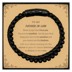 Father In Law Stone Leather Bracelets Gifts, To My Father In Law Never forget that I love you. You are my sunshine, Motivational Message Card For Father In Law, Keepsake Birthday Christmas Unique Gifts For Father In Law