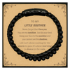 Little Brother Stone Leather Bracelets Gifts, To My Little Brother Never forget that I love you. You are my sunshine, Motivational Message Card For Little Brother, Keepsake Birthday Christmas Unique Gifts For Little Brother