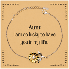 Gifts for Aunt, I am so lucky to have you in my life, Thank You Sunflower Bracelet For Aunt, Birthday Christmas Inspiration Gifts for Aunt