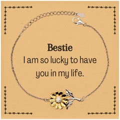 Gifts for Bestie, I am so lucky to have you in my life, Thank You Sunflower Bracelet For Bestie, Birthday Christmas Inspiration Gifts for Bestie