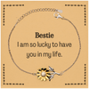 Gifts for Bestie, I am so lucky to have you in my life, Thank You Sunflower Bracelet For Bestie, Birthday Christmas Inspiration Gifts for Bestie