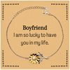Gifts for Boyfriend, I am so lucky to have you in my life, Thank You Sunflower Bracelet For Boyfriend, Birthday Christmas Inspiration Gifts for Boyfriend