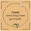 Gifts for Cousin, I am so lucky to have you in my life, Thank You Sunflower Bracelet For Cousin, Birthday Christmas Inspiration Gifts for Cousin