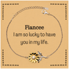 Gifts for Fiancee, I am so lucky to have you in my life, Thank You Sunflower Bracelet For Fiancee, Birthday Christmas Inspiration Gifts for Fiancee
