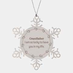 Gifts for Grandfather, I am so lucky to have you in my life, Thank You Snowflake Ornament For Grandfather, Birthday Christmas Inspiration Gifts for Grandfather