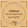 Gifts for Girlfriend, I am so lucky to have you in my life, Thank You Sunflower Bracelet For Girlfriend, Birthday Christmas Inspiration Gifts for Girlfriend