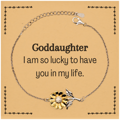 Gifts for Goddaughter, I am so lucky to have you in my life, Thank You Sunflower Bracelet For Goddaughter, Birthday Christmas Inspiration Gifts for Goddaughter