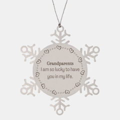 Gifts for Grandparents, I am so lucky to have you in my life, Thank You Snowflake Ornament For Grandparents, Birthday Christmas Inspiration Gifts for Grandparents