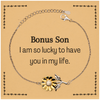 Gifts for Bonus Son, I am so lucky to have you in my life, Thank You Sunflower Bracelet For Bonus Son, Birthday Christmas Inspiration Gifts for Bonus Son