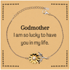 Gifts for Godmother, I am so lucky to have you in my life, Thank You Sunflower Bracelet For Godmother, Birthday Christmas Inspiration Gifts for Godmother