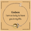 Gifts for Godson, I am so lucky to have you in my life, Thank You Sunflower Bracelet For Godson, Birthday Christmas Inspiration Gifts for Godson