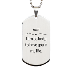 Gifts for Aunt, I am so lucky to have you in my life, Thank You Silver Dog Tag For Aunt, Birthday Christmas Inspiration Gifts for Aunt