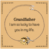 Gifts for Grandfather, I am so lucky to have you in my life, Thank You Sunflower Bracelet For Grandfather, Birthday Christmas Inspiration Gifts for Grandfather