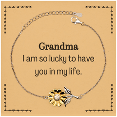 Gifts for Grandma, I am so lucky to have you in my life, Thank You Sunflower Bracelet For Grandma, Birthday Christmas Inspiration Gifts for Grandma