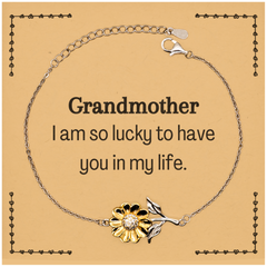 Gifts for Grandmother, I am so lucky to have you in my life, Thank You Sunflower Bracelet For Grandmother, Birthday Christmas Inspiration Gifts for Grandmother