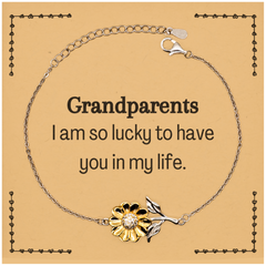 Gifts for Grandparents, I am so lucky to have you in my life, Thank You Sunflower Bracelet For Grandparents, Birthday Christmas Inspiration Gifts for Grandparents