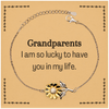 Gifts for Grandparents, I am so lucky to have you in my life, Thank You Sunflower Bracelet For Grandparents, Birthday Christmas Inspiration Gifts for Grandparents