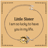 Gifts for Little Sister, I am so lucky to have you in my life, Thank You Sunflower Bracelet For Little Sister, Birthday Christmas Inspiration Gifts for Little Sister