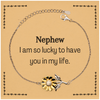 Gifts for Nephew, I am so lucky to have you in my life, Thank You Sunflower Bracelet For Nephew, Birthday Christmas Inspiration Gifts for Nephew