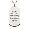 Gifts for Grandpa, I am so lucky to have you in my life, Thank You Silver Dog Tag For Grandpa, Birthday Christmas Inspiration Gifts for Grandpa
