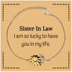 Gifts for Sister In Law, I am so lucky to have you in my life, Thank You Sunflower Bracelet For Sister In Law, Birthday Christmas Inspiration Gifts for Sister In Law