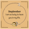 Gifts for Stepbrother, I am so lucky to have you in my life, Thank You Sunflower Bracelet For Stepbrother, Birthday Christmas Inspiration Gifts for Stepbrother