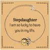 Gifts for Stepdaughter, I am so lucky to have you in my life, Thank You Sunflower Bracelet For Stepdaughter, Birthday Christmas Inspiration Gifts for Stepdaughter