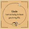 Gifts for Uncle, I am so lucky to have you in my life, Thank You Sunflower Bracelet For Uncle, Birthday Christmas Inspiration Gifts for Uncle