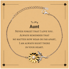 To My Aunt Sunflower Bracelet, I am always right there in your heart, Inspirational Gifts For Aunt, Reminder Birthday Christmas Unique Gifts For Aunt