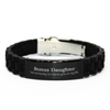 Gifts for Bonus Daughter, I am so lucky to have you in my life, Thank You Black Glidelock Clasp Bracelet For Bonus Daughter, Birthday Christmas Inspiration Gifts for Bonus Daughter