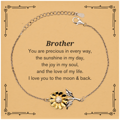 Epic Gifts for Brother, You are precious in every way, Brother Inspirational Sunflower Bracelet, Birthday Christmas Unique Gifts For Brother