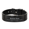 Gifts for Bonus Son, I am so lucky to have you in my life, Thank You Black Shark Mesh Bracelet For Bonus Son, Birthday Christmas Inspiration Gifts for Bonus Son
