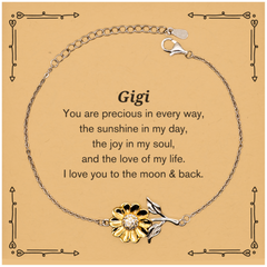 Epic Gifts for Gigi, You are precious in every way, Gigi Inspirational Sunflower Bracelet, Birthday Christmas Unique Gifts For Gigi