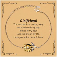 Epic Gifts for Girlfriend, You are precious in every way, Girlfriend Inspirational Sunflower Bracelet, Birthday Christmas Unique Gifts For Girlfriend