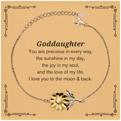 Epic Gifts for Goddaughter, You are precious in every way, Goddaughter Inspirational Sunflower Bracelet, Birthday Christmas Unique Gifts For Goddaughter