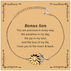 Epic Gifts for Bonus Son, You are precious in every way, Bonus Son Inspirational Sunflower Bracelet, Birthday Christmas Unique Gifts For Bonus Son