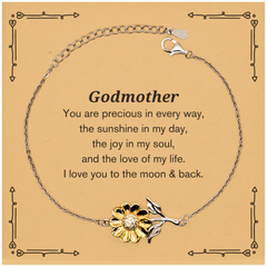 Epic Gifts for Godmother, You are precious in every way, Godmother Inspirational Sunflower Bracelet, Birthday Christmas Unique Gifts For Godmother