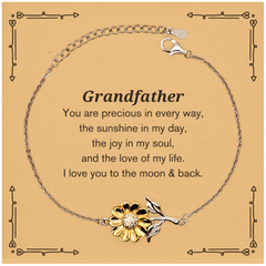 Epic Gifts for Grandfather, You are precious in every way, Grandfather Inspirational Sunflower Bracelet, Birthday Christmas Unique Gifts For Grandfather