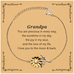 Epic Gifts for Grandpa, You are precious in every way, Grandpa Inspirational Sunflower Bracelet, Birthday Christmas Unique Gifts For Grandpa