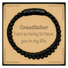 Gifts for Grandfather, I am so lucky to have you in my life, Thank You Stone Leather Bracelets For Grandfather, Birthday Christmas Inspiration Gifts for Grandfather