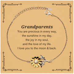 Epic Gifts for Grandparents, You are precious in every way, Grandparents Inspirational Sunflower Bracelet, Birthday Christmas Unique Gifts For Grandparents
