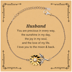 Epic Gifts for Husband, You are precious in every way, Husband Inspirational Sunflower Bracelet, Birthday Christmas Unique Gifts For Husband