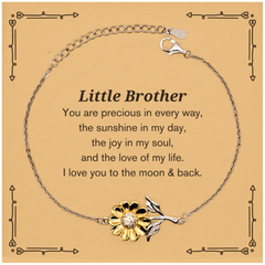 Epic Gifts for Little Brother, You are precious in every way, Little Brother Inspirational Sunflower Bracelet, Birthday Christmas Unique Gifts For Little Brother